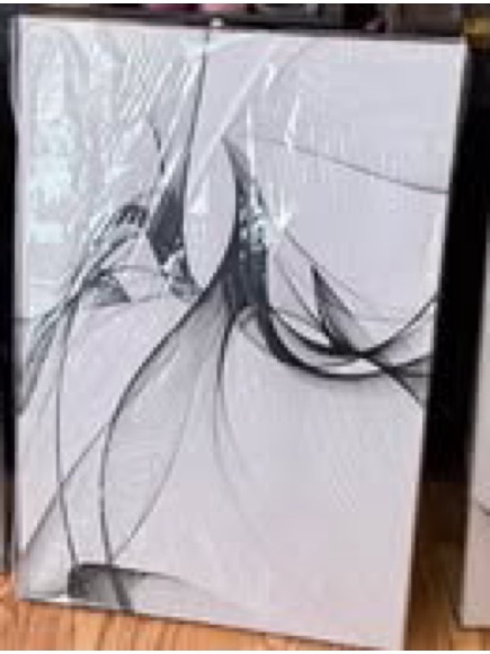Framed Abstract Black and White Smoke Wall Art - Modern Home Accent